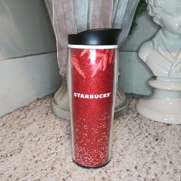Starbucks Other - Starbucks 2020 Grande Size Red Holiday Sparkly Glitter Travel Mug